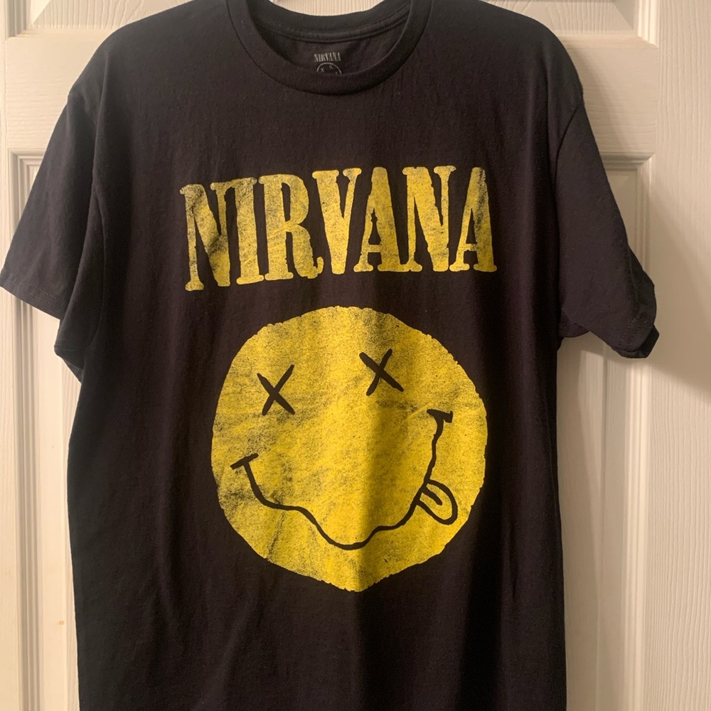 NIRVANA Black Tee with Yellow Smiley